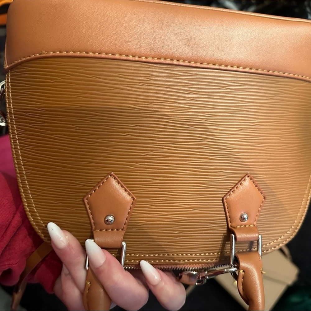 Beige with silver hardware Crossbody Bag